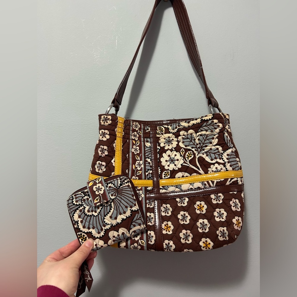 Vera Bradley Retired Blue Java Print Shoulder Bag and Wallet